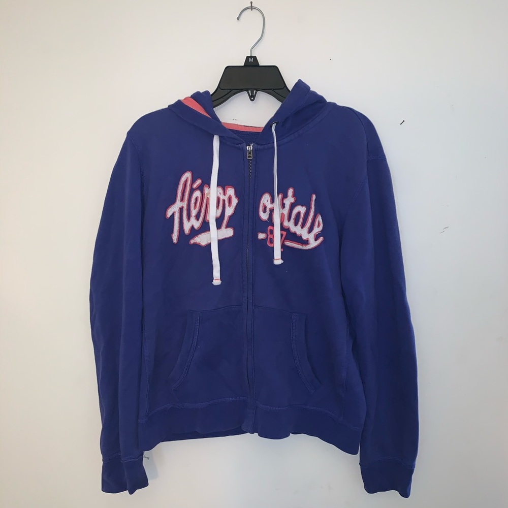 Blue Areo Zip Up Hoodie Size: XL